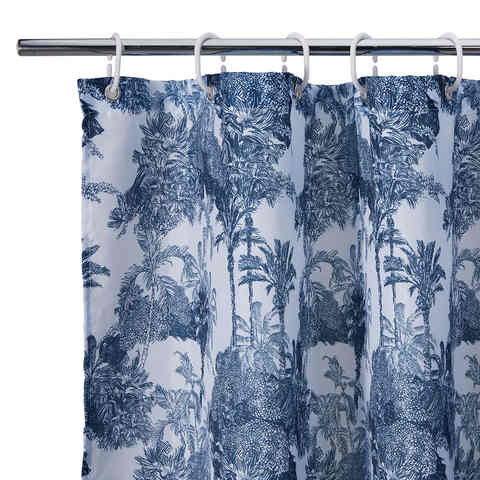 Toile Shower Curtain Kmart, Toile Shower Curtain Blue
