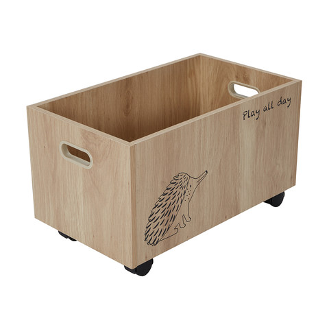 Wood Look Storage Toy Box With Wheels, Wooden Toy Storage Box On Wheels