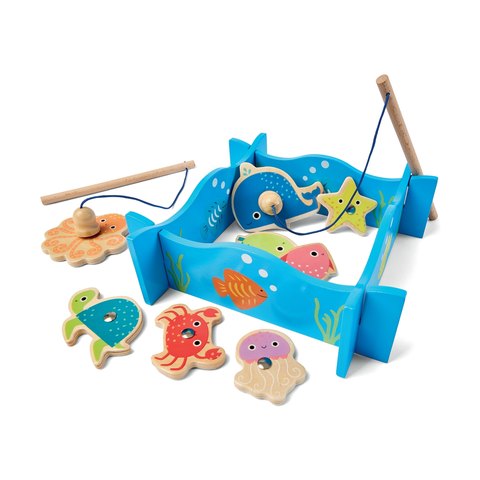 wooden magnetic fishing set