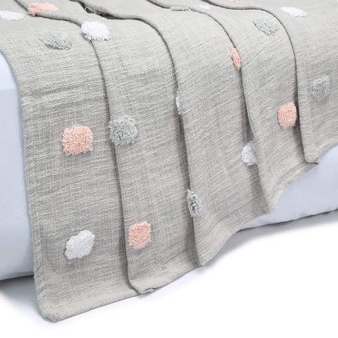 Tufted Cotton Throw Grey And Pink Kmart