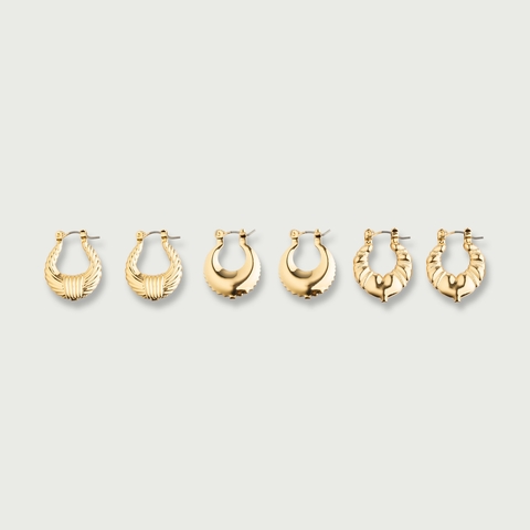 3 Pack Mini Hoop Earrings Gold Look Kmart - earring hoops roblox code