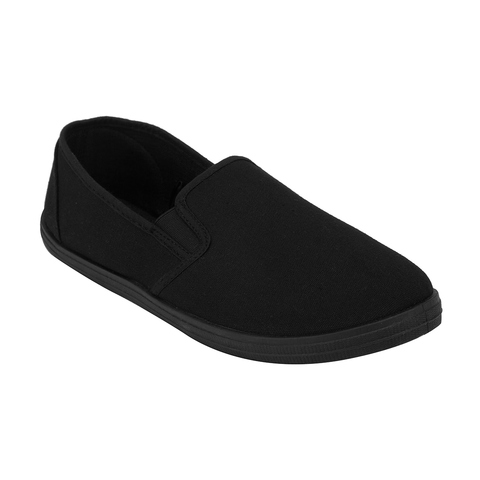 black slip on canvas shoes