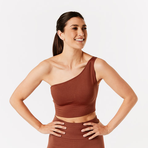 Active Womens Youth Seam Free One Shoulder Crop Top Kmart