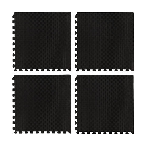 EVA Solid Floor Tiles 4 Pack - Black 