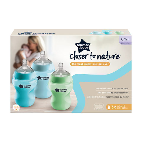3 Pack 260ml Closer To Nature Tommee Baby Bottles - Kmart
