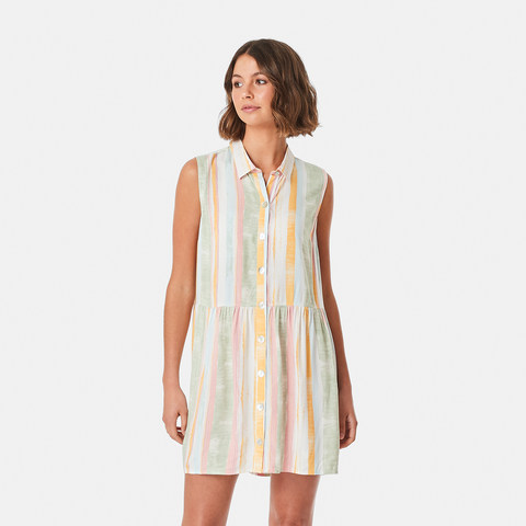 sleeveless button down dress