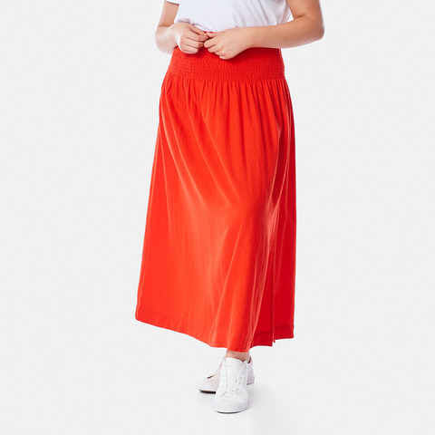 red maxi skirt split