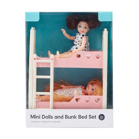 Mini Dolls And Bunk Bed Set Kmart, Doll Bunk Bed With Slide