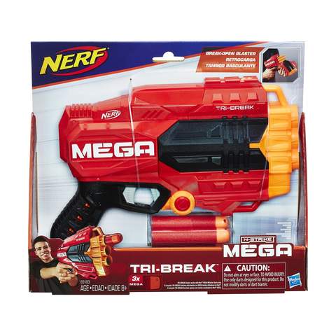 Nerf Mega Tri Break Blaster Kmart - nerf toy guns box roblox