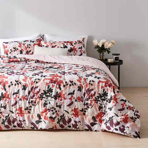 Greta Reversible Comforter Set Single, White Single Bed Comforter Set