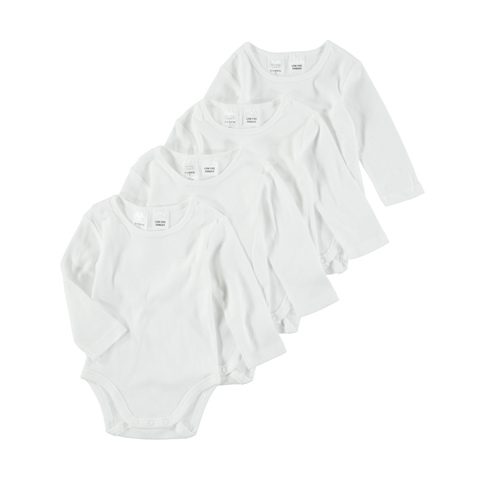 4 Pack Long Sleeve Bodysuit | Kmart