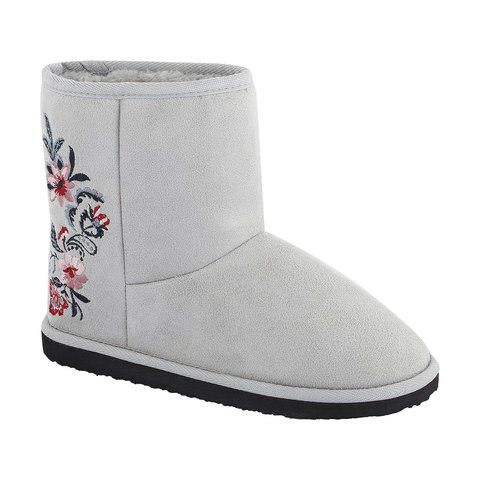 Embroidered Slipper Boots