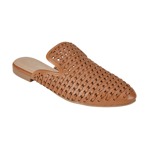 tan woven mules