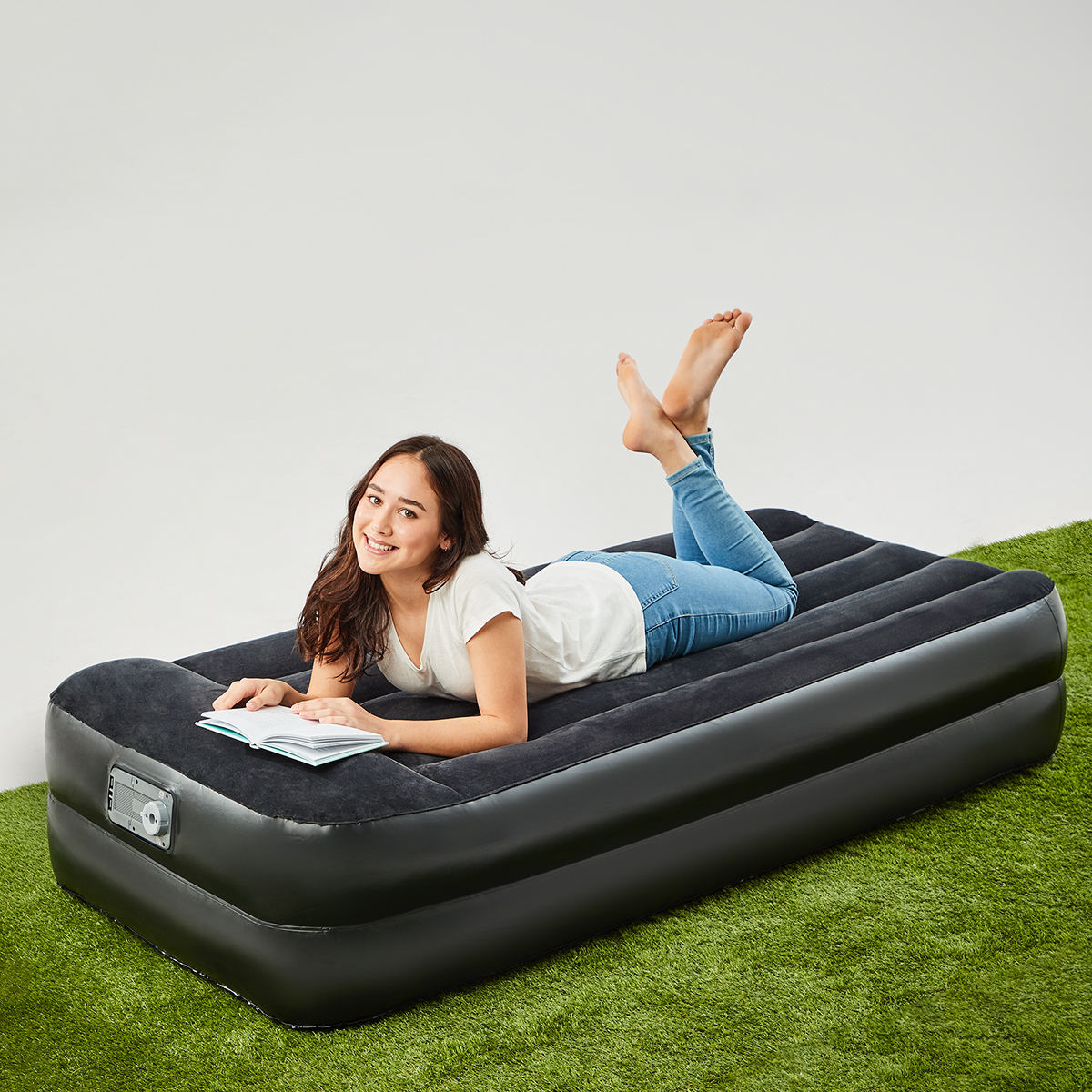 King Single Air Bed With Built In Pump Kmart Hover Over Image To Zoom