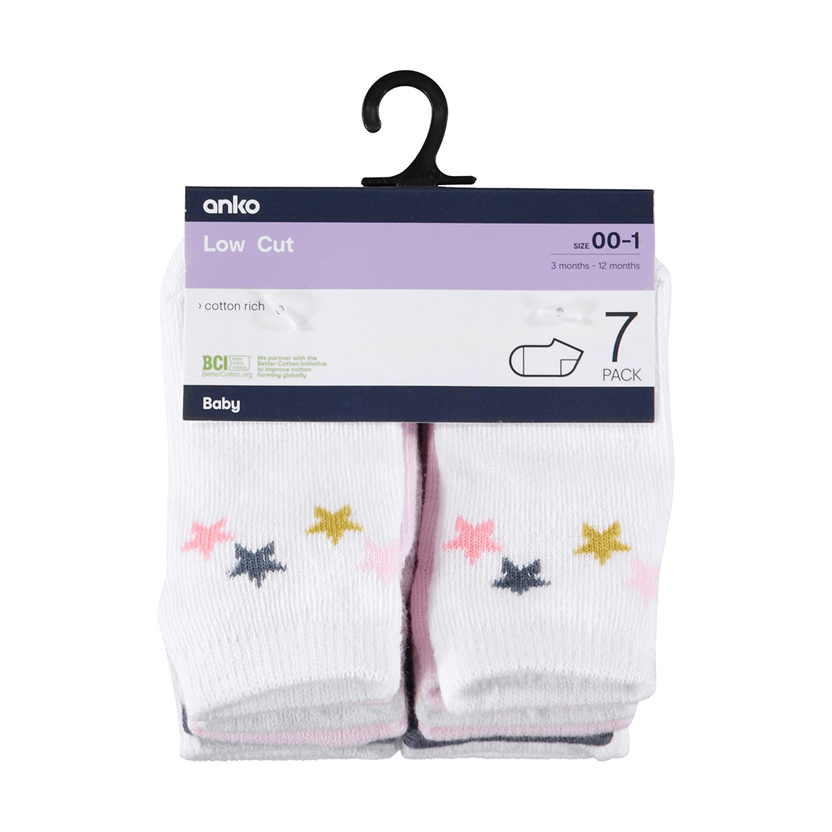 7 Pack Infant Low Cut Socks Kmart