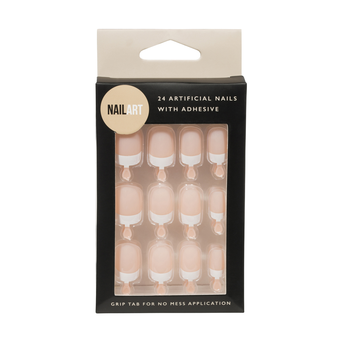 24 Pack Beige Artificial Nails with Adhesive Kmart