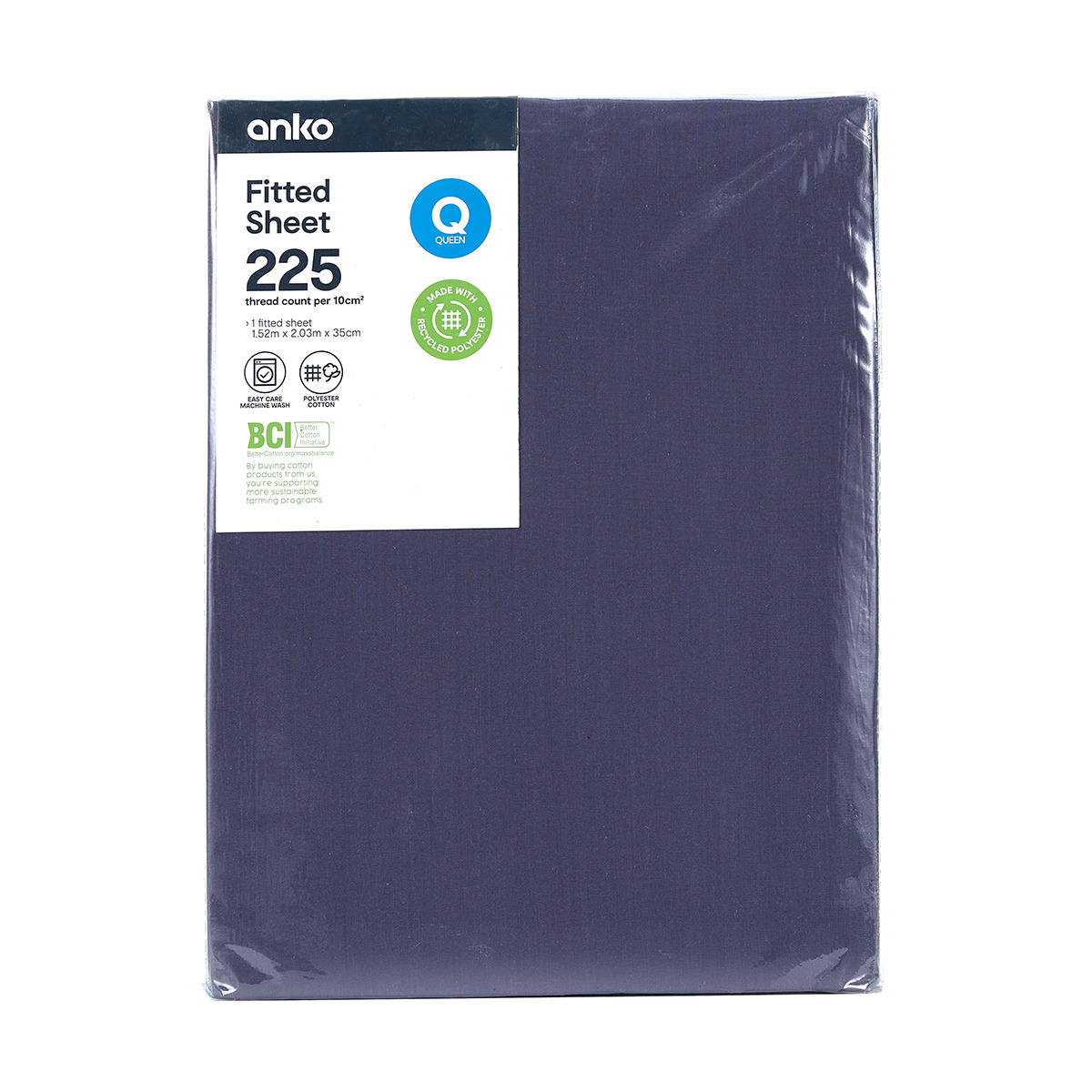 225 Thread Count Fitted Sheet Queen Bed, Denim Kmart