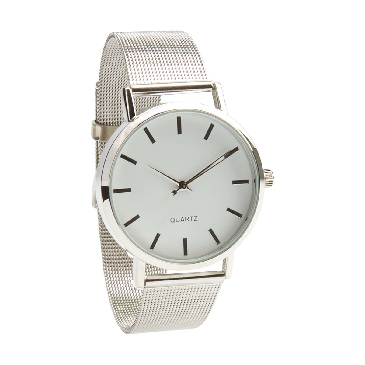 Mesh Strap Watch Silver Look & White Kmart