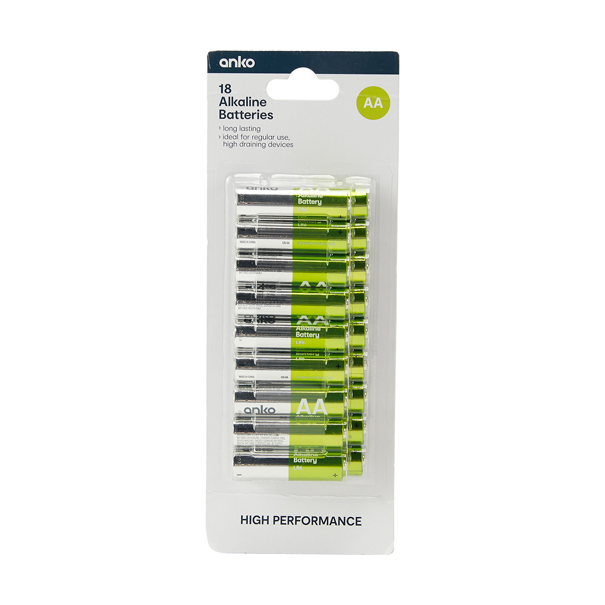 High Performance Alkaline Batteries - AA, Pack of 18 | Kmart
