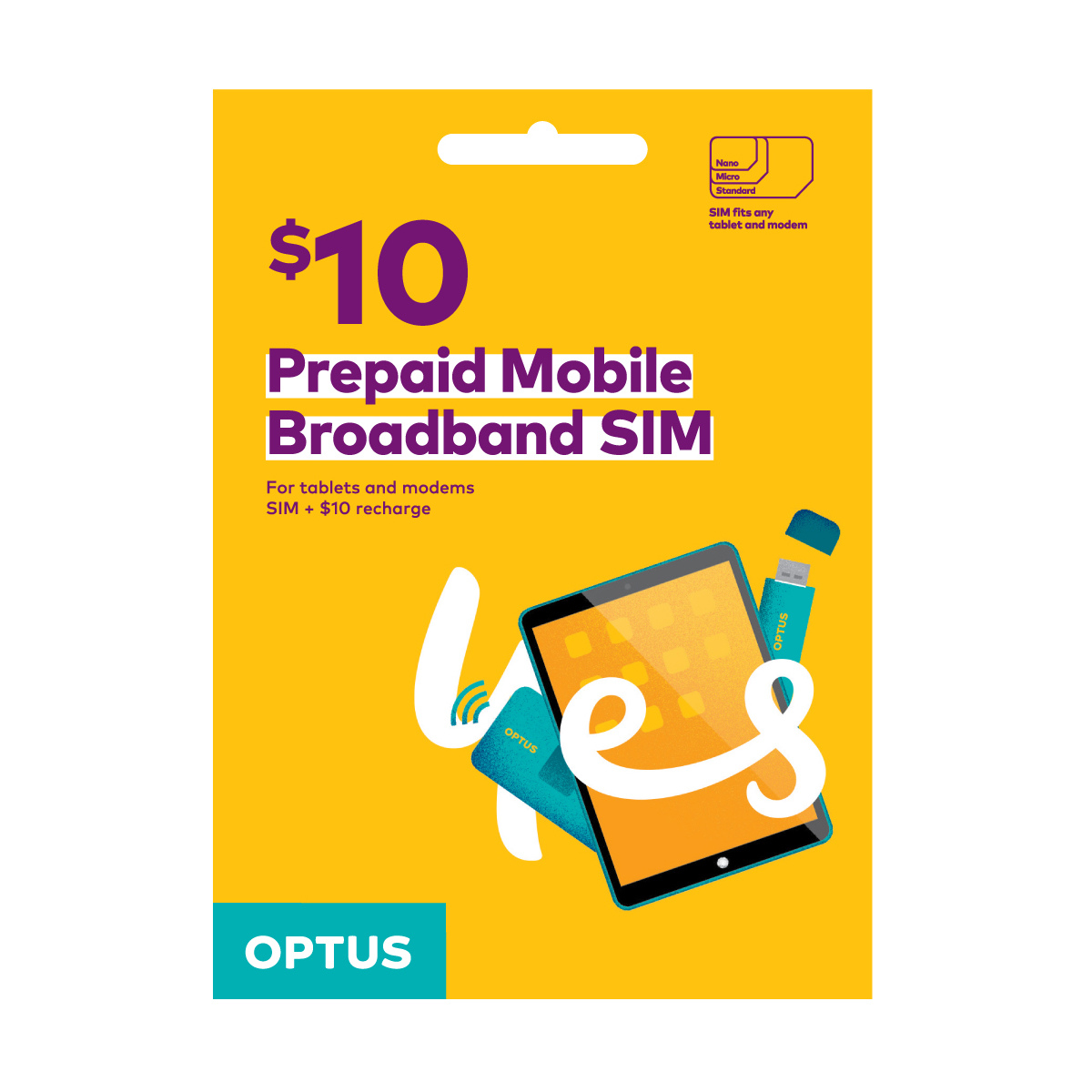 Optus 10 Prepaid Mobile Broadband SIM + Recharge Card Kmart