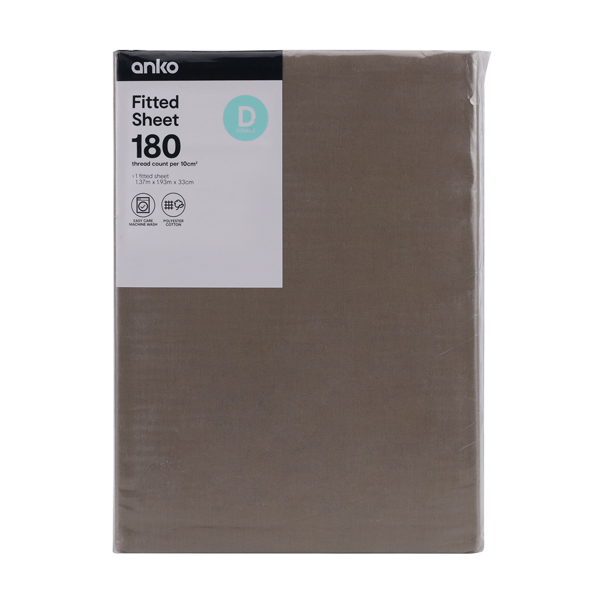 180 Thread Count Fitted Sheet Double Bed, Mocha Kmart