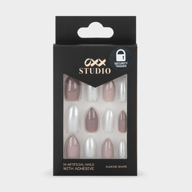 Oxx Studio 24 Pack Artificial Nails With Adhesive Pink Glitter Kmart