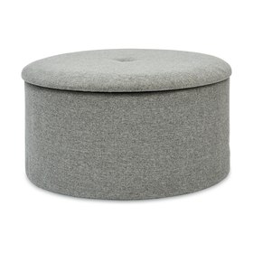 round grey footstool with
